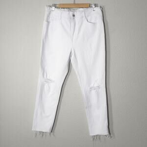 Vervet Jeans White Distressed Size 32 Minimalist Crop Raw Hem